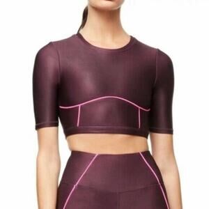 GOOD AMERICAN NEW $89 Electric Feel Cropped Top Bordeaux Size 1 / Small